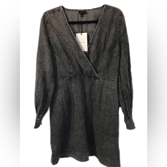Who What Wear Denim Flattering Faux Wrap Gray Women’s Dress Size Small New - Picture 1 of 9